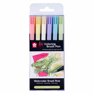 Sakura Koi Colouring Brush Pen Set Pastel, 6 Kleuren