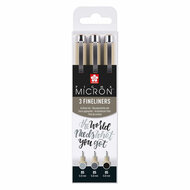 Sakura Pigma Micron 05 Fineliner Set, 3 Pennen,  Zwartgrijs