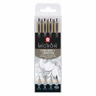 Sakura Pigma Micron Fineliner Set, 4 Maten, Licht Koelgrijs