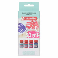 Talens Art Creat.Glas &amp; Porselein Dekkend 4 X30ml Roze Zilver