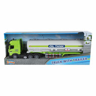 2-Play Vrachtwagen met tank-oplegger frictie licht en geluid