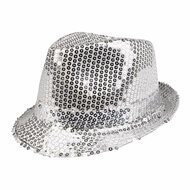 Hoed Popster Pailetten Zilver