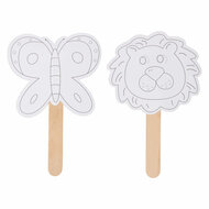 Decoratie Maskers met Houten Handvat, 4st.