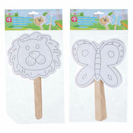 Decoratie Maskers met Houten Handvat, 4st.