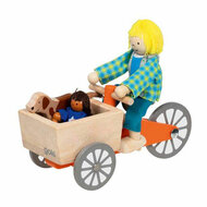 Goki Poppenhuis Houten Bakfiets met Kind en Hond