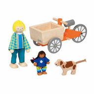 Goki Poppenhuis Houten Bakfiets met Kind en Hond