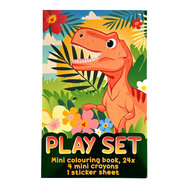 Traktatiesetje - Kleurboekje, Waskrijtjes en Stickervel - Dino