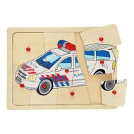 Houten Noppenpuzzel Politie, 9st.