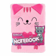 Glamour Fluffy Kat Notitieboek A5 Roze - 80pag.