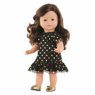 Ma Corolle Zwarte Popppenjurk met Gouden Stippen - 36cm