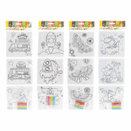 Kleur je eigen Puzzeltjes- 3 puzzeltjes + 5 stiften
