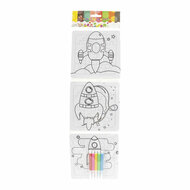 Kleur je eigen Puzzeltjes- 3 puzzeltjes + 5 stiften