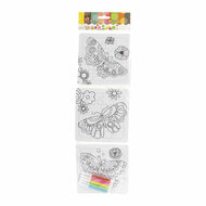 Kleur je eigen Puzzeltjes- 3 puzzeltjes + 5 stiften