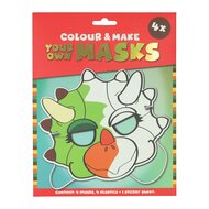 Kleur je eigen Masker Dino - 4 Maskers