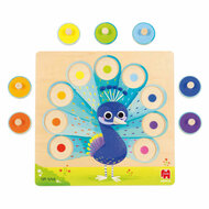 Jumbo Goula - Houten Noppenpuzzel Pauw, 9st.