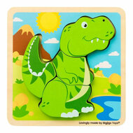 Bigjigs Houten Vormenpuzzel T-Rex - 4st.