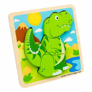 Bigjigs Houten Vormenpuzzel T-Rex - 4st.