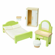 Bigjigs Houten Poppenhuis Meubels Slaapkamer - 5dlg.
