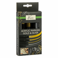 Nassau Acryl Marker Set Goud &amp; Zilver - 5st.