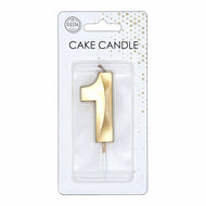 Taartkaars 6cm Metallic Goud no. 1