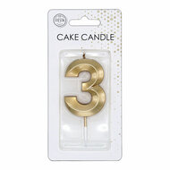 Taartkaars 6cm Metallic Goud no. 3