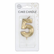 Taartkaars 6cm Metallic Goud no. 5