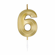 Taartkaars 6cm Metallic Goud no. 6