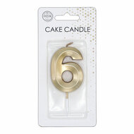 Taartkaars 6cm Metallic Goud no. 6