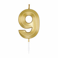Taartkaars 6cm Metallic Goud no. 9