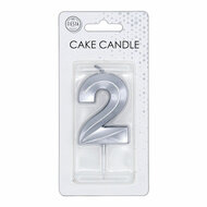 Taartkaars 6cm Metallic Zilver no.2