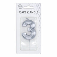 Taartkaars 6cm Metallic Zilver no.3