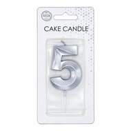 Taartkaars 6cm Metallic Zilver no.5