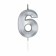 Taartkaars 6cm Metallic Zilver no.6