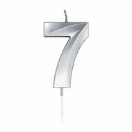 Taartkaars 6cm Metallic Zilver no.7