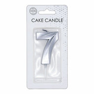 Taartkaars 6cm Metallic Zilver no.7