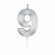 Taartkaars 6cm Metallic Zilver no.9