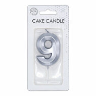 Taartkaars 6cm Metallic Zilver no.9