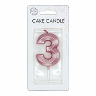 Taartkaars 6cm Metallic Rose Goud no. 3