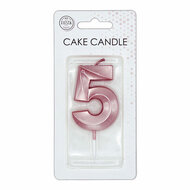 Taartkaars 6cm Metallic Rose Goud no. 5