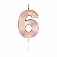 Taartkaars 6cm Metallic Rose Goud no. 6