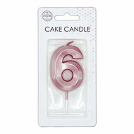 Taartkaars 6cm Metallic Rose Goud no. 6