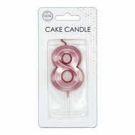 Taartkaars 6cm Metallic Rose Goud no. 8