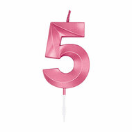 Taartkaars 6cm Metallic Licht Roze no. 5
