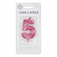 Taartkaars 6cm Metallic Licht Roze no. 5
