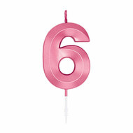 Taartkaars 6cm Metallic Licht Roze no. 6