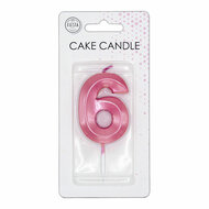 Taartkaars 6cm Metallic Licht Roze no. 6