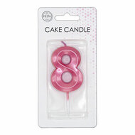 Taartkaars 6cm Metallic Licht Roze no. 8