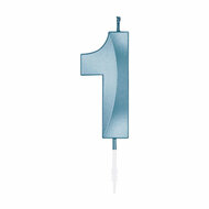 Taartkaars 6cm Metallic Licht Blauw no. 1