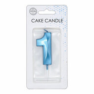 Taartkaars 6cm Metallic Licht Blauw no. 1