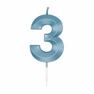 Taartkaars 6cm Metallic Licht Blauw no. 3